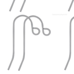 May include: Eight silver earring hooks, each with a small loop at the top and a larger loop at the bottom. The hooks are arranged in four pairs, with two hooks in each pair.