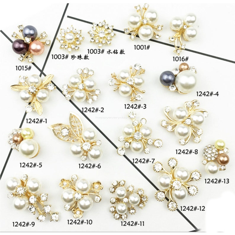 5pcs Pearl CZ Diy Hair Accessories Jewelry Rhinestone button broach Embellishment Wedding Comb Wholesale Craft Supplies BB291-1242#7