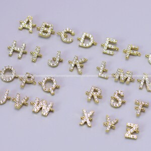 Letter Connector Gold Crystal Alphabet Initial Letter Pendant 14k gold plated Cubic Alphabet Upper case Findings Supplies gs1026-3a