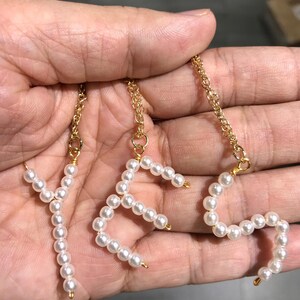 Handmade pearl beads pendant Alphabet letter initial Pendant Gold plated English Charm supplier Personalized Necklace jg1218-bb