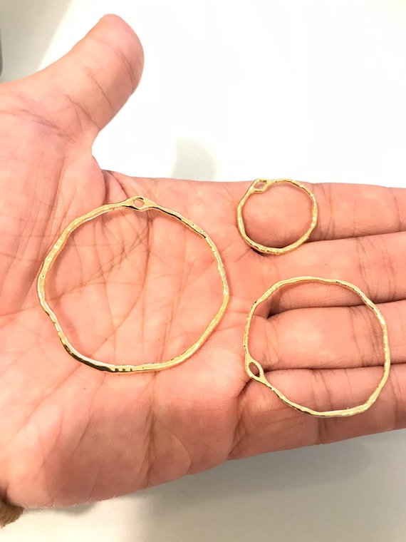 circle gold hammered charm pendant 14k Gold plated for earring making necklace DIY Jewelry Findings Wholesale Supplies ss1520-allR