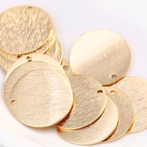 3pcs 14k gold Plated brushed Disc Round Circle Charms Pendant DIY Jewelry Necklace Gold Findings Wholesale Supplies BB15-MY090206w