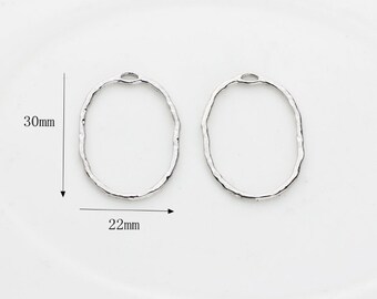 ciondolo cerchio argento martellato fascino cavo 30x22mm ciondolo geometrico argento placcato risultati di gioielli forniture all'ingrosso er2441-3