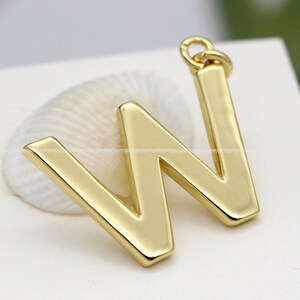 W- Shiny Gold Charms Letter Pendant 18k gold plated Letter Alphabet Initial Eearring Necklace Jewelry Findings Supplies hj1002-q