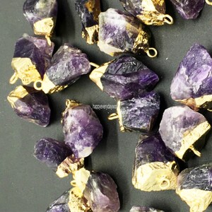 2pcs Amethyst Purple Natural Gemstone pendant 30mm agate Charms Stone Charms gold Plated DIY Jewelry Findings Craft Supplies BB250-1-1d