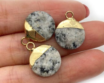 stone charm Natural stone gold pendant 15x19mm 14k gold plated beads Stone Charms stone Beads Jewelry Findings Wholesale Supplies er2567