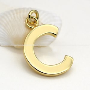 C- Shiny Gold Charms Letter Pendant 18k gold plated Letter Alphabet Initial Eearring Necklace Jewelry Findings Supplies hj1002-C