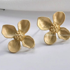 Flower Gold Earrings post 14x13mm studs 14k Gold Plated post earring earring making Wholesale Findings Craft Supplies ys805-2d