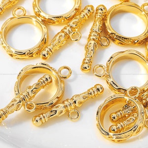 Hammered Gold Toggle Clasp Set Round gold Plated gold toggle clasp toggle clasp set chain Jewelry DIY Findings Wholesale Supplies ga934-1d