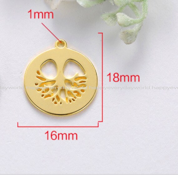 Gold Tree Life Tree Gold Coin 14k Gold Plated Plant Charm Earring