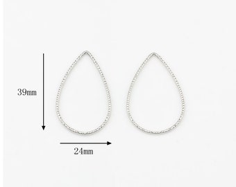 Ciondolo goccia d'acqua Ciondolo cavo in argento martellato 39x24mm Ciondolo geometrico placcato argento Risultati dei gioielli Forniture all'ingrosso er2441-4df