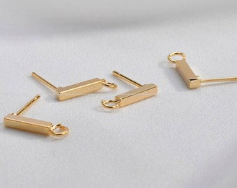 Gold Earrings studs Gold post earring 14x13mm hoop 14k Gold Plated earring making Wholesale Findings Craft Supplies ys777-2