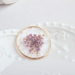 purple Real flower Pendant 30mm Gold Pressed Flower Glass charms beads Dried Flower pendant Jewelry Findings Craft Supplies er2379-3