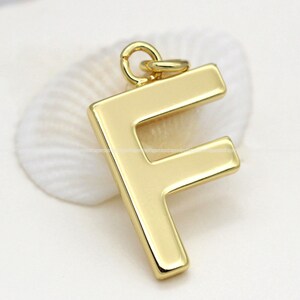 F- Shiny Gold Charms Letter Pendant 18k gold plated Letter Alphabet Initial Eearring Necklace Jewelry Findings Supplies hj1002-e