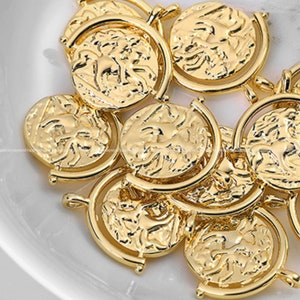 Design Horse Round Pendant 19.5x20mm Round charms Coin Gold Plated earring making Necklace pendant Wholesale Findings Craft Supplies ga839-3