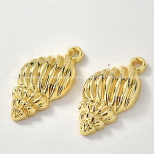 Gold Shell Pendant 25x13mm Sea Charm Pendant 14k Gold plated Beach jewelry Jewelry Findings Wholesale Supplies ys1103-4