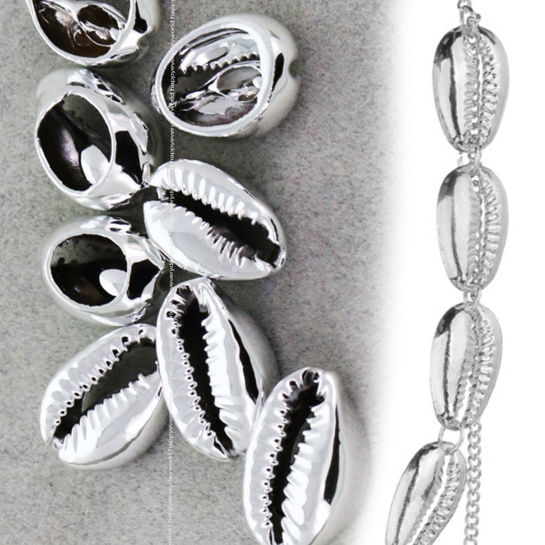 Bulk 30pcs 16x10mm Natural Real Sea Cowire shell Silver Ocean Beads charm jewelry Pendant Accessories Findings Wholesale Supplies nn483-v10