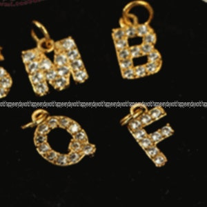MB- Gold Crystal Alphabet Initial Letter Pendant 14k gold plated Cubic Mirror Polished Alphabet Upper case Findings Supplies pb1015-4