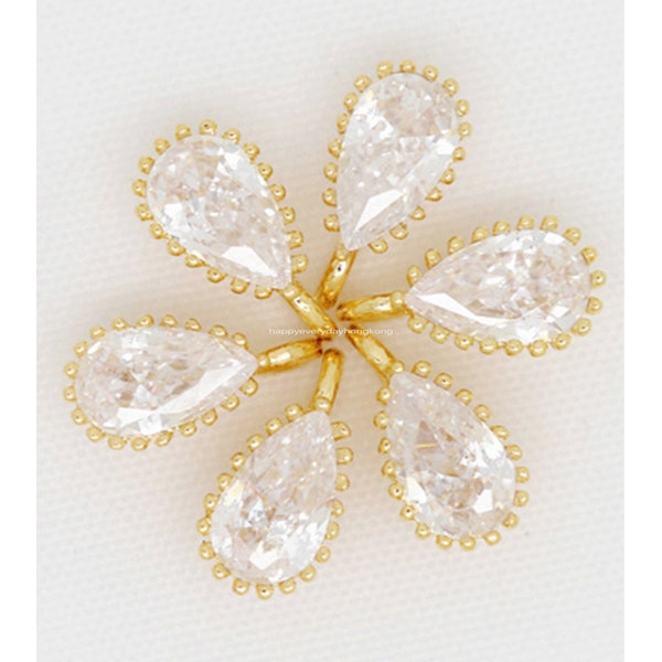 3pcs gold teardrop 4x8mm Charms two hole whit cz stone Beads Pendant DIY Jewelry Necklace Gold Findings Wholesale Supplies gold charm BB214s