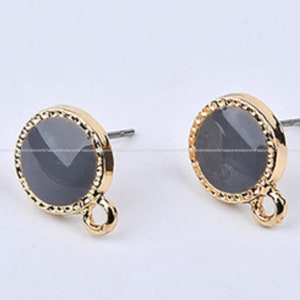 Czarne złote kolczyki szklane klips 13 x 10 mm klips kolczyk 14k pozłacane kolczyki klipsy kolczyk tworzenie hurtowych wyników artykuły rzemieślnicze ys772-4r