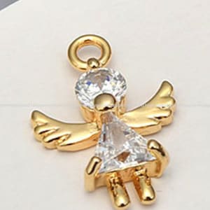 Gold Angel Pendant 14x18mm Cubic Zirconia pendant  14k Gold Plated Jewelry Making Wholesale Findings Craft Supplies ys904-7