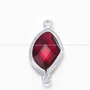 Ruby Glass Connector Pendant 12x22mm Silver Plated Jewelry connector Wholesale charms beads Jewelry Findings Craft Supplies ga589-14