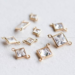 Crystal glass connector 18x13mm square Pendant Jewelry Bracelet necklace making crystal Charms gold plated Findings Craft Supplies cj615-3