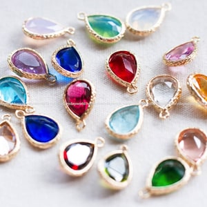Lavender glass Pendant 19x12mm teardrop waterdrop Jewelry making earring making crystal Charms gold plated Findings Craft Supplies cj606-5s