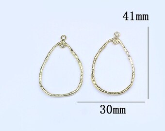 teardrop gold charm 41x30mm gold hammered charm pendant 14k Gold plated for earring making DIY Jewelry Findings Wholesale Supplies er2571