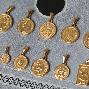 Gold Coin charms stainless steel Disc pendants charm 18k gold Plated DIY Jewelry Necklace Findings Wholesale Supplies ie1389-alle