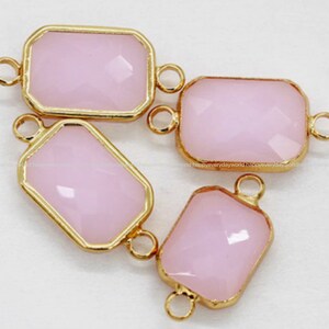 Ice Pink Glass Connector Square Pendant 10x15mm Gold Plated Jewelry connector earring making Jewelry making Findings Craft Supplies hs661-1r