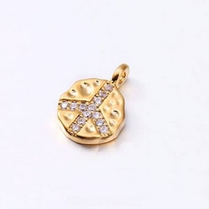 coin pendants coin charm Gold Plated coin wih CZ Stone Charms Beads Pendant DIY Jewelry Necklace Findings Wholesale Supplies BB62