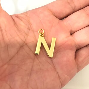 N- Shiny Gold Charms Letter Pendant 18k gold plated Letter Alphabet Initial Eearring Necklace Jewelry Findings Supplies hj1002-t