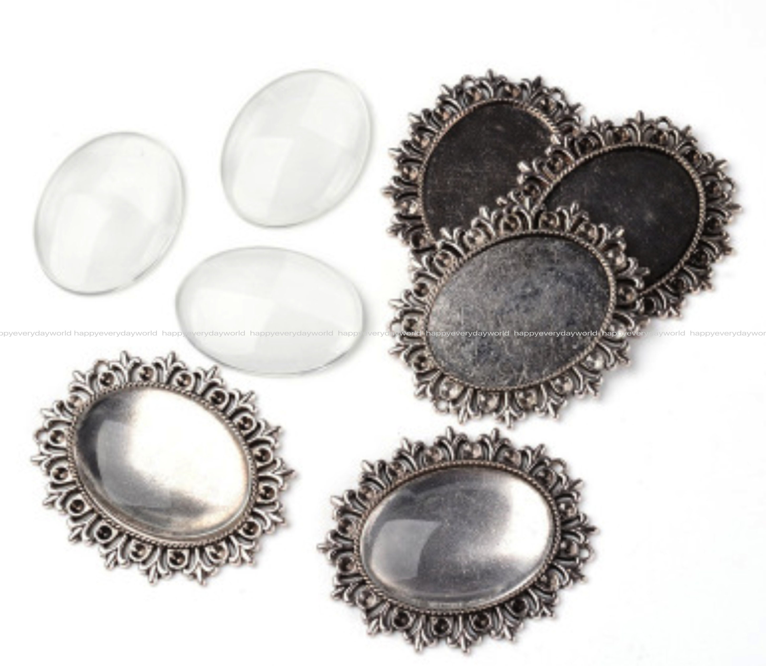 Cabochon Dentelle Plaqué Or 40x30 Mm Pour Montage De Broche - Neuf Sans Emballage