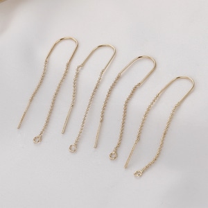 Earring chain & hook 10x46mm earring line threader components earwire 14k gold Plated Jewelry Findings Supplies earring studs er2052e