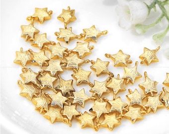 gold star charms jewelry gold connector beads 14k Gold Plated jewelry making Jewelry Wholesale Findings Craft Supplies bb1399-1