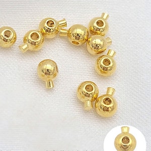 Contas de extremidade de ouro 18K preenchido com 3,4 mm para pulseira, contas de extremidade de crimpagem, contas de extremidade de colar, pingentes de fio, achados de joias faça você mesmo, suprimentos de atacado er2446w
