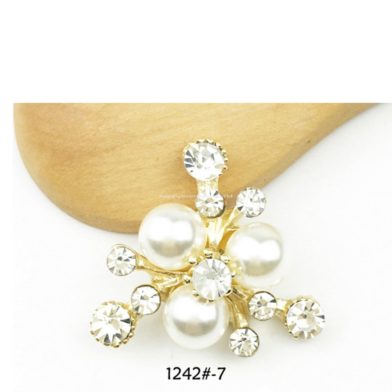 5pcs Pearl CZ Diy Hair Accessories Jewelry Rhinestone button broach Embellishment Wedding Comb Wholesale Craft Supplies BB291-1242#7