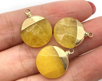 gold stone charm Natural stone gold pendant 15x19mm 14k gold plated beads Stone Charms stone Jewelry Findings Wholesale Supplies er2567