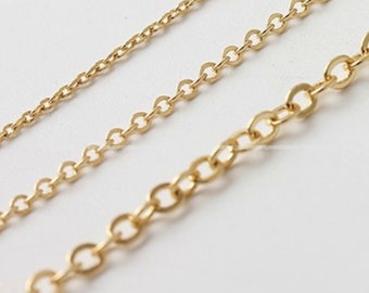 14k gold plated chain plain necklace making  simple chain DIY Jewelry Findings Wholesale Supplies hh976-all