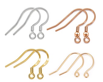 Gold Plated on Genuine 925 Sterling Silver Earrings Fish Hook Ear Wires DIY Jewelry Findings Wholesale Supplies earring studs er1959s