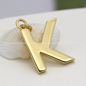 K- Shiny Gold Charms Letter Pendant 18k gold plated Letter Alphabet Initial Eearring Necklace Jewelry Findings Supplies hj1002-K