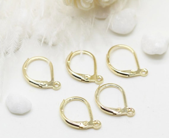 24K Gold Plated Sterling Silver Earwires 18mm Earrings Findings Multi Listing