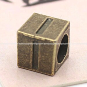 I Bronce Antiguo 3D Letra Colgante Letra Cúbica Slider Spacer Beads Alfabeto Inicial Collar Pulsera Joyas Suministros Suministros es1022-14