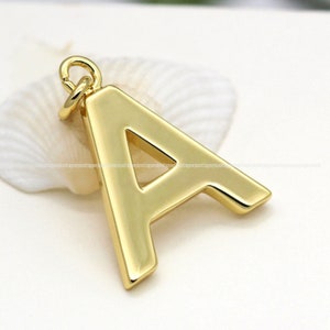 A- Shiny Gold Charms Letter Pendant 18k gold plated Letter Alphabet Initial Eearring Necklace Jewelry Findings Supplies hj1002-w