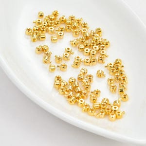Perline con estremità a crimpare in oro 18 carati riempito, 3,4 mm, chiusure a crimpare per bracciali, clip di posizionamento sicure per la creazione di gioielli fai da te er2698-2