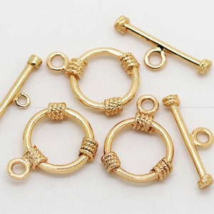 OT Gold Toggle Clasp Set Round gold Plated gold toggle clasp toggle clasp set chain Jewelry DIY Findings Wholesale Supplies ga943-1e
