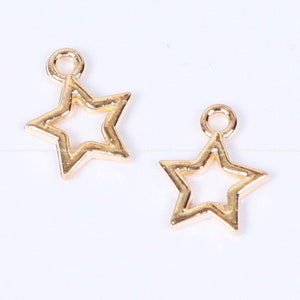 6pcs 9mm Hollow star 14k gold plated Pendant charm DIY Jewelry necklace earring Accessories Findings Wholesale Supplies sj339-r