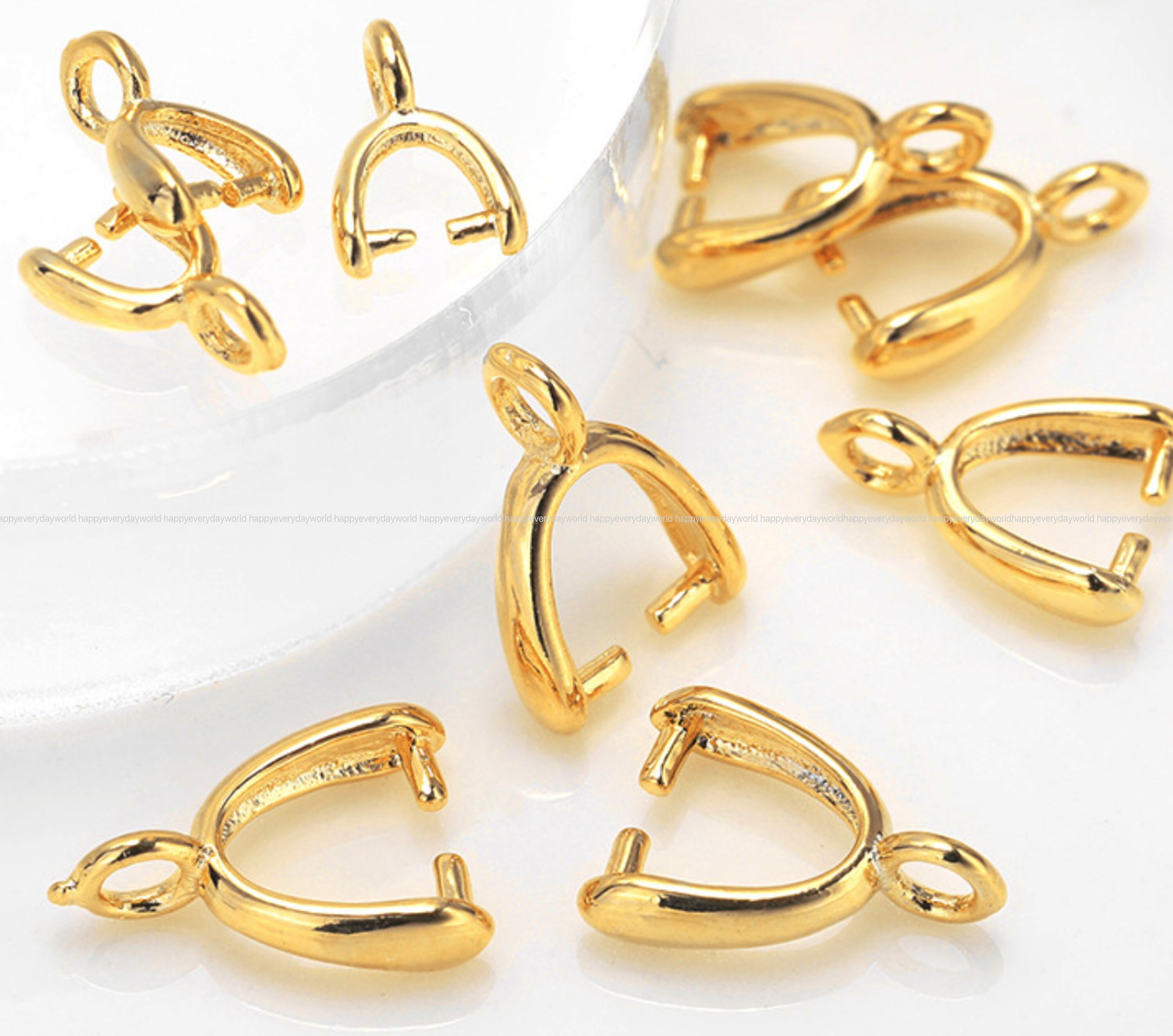 thumbnail image 2 of 100pcs 20x7mm Gold Plated Pendant Pinch Bails – Jewelry Making Findings Wholesale 2 of 6