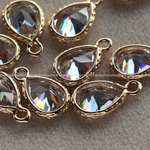 Tropfen Weiß Kristall Glas Anhänger 8x11mm vergoldet Anhänger Ohrringe Charms Diy Schmuckherstellung Zubehör Bastelzubehör ns669-1